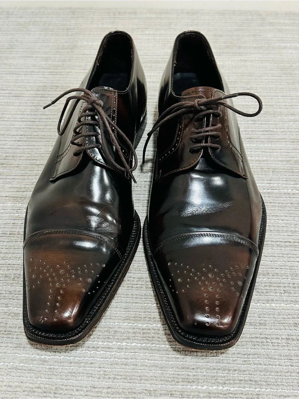Mezlan Men’s Size 7,5 French Toe Classic Brown Leather Oxford Dress Shoes